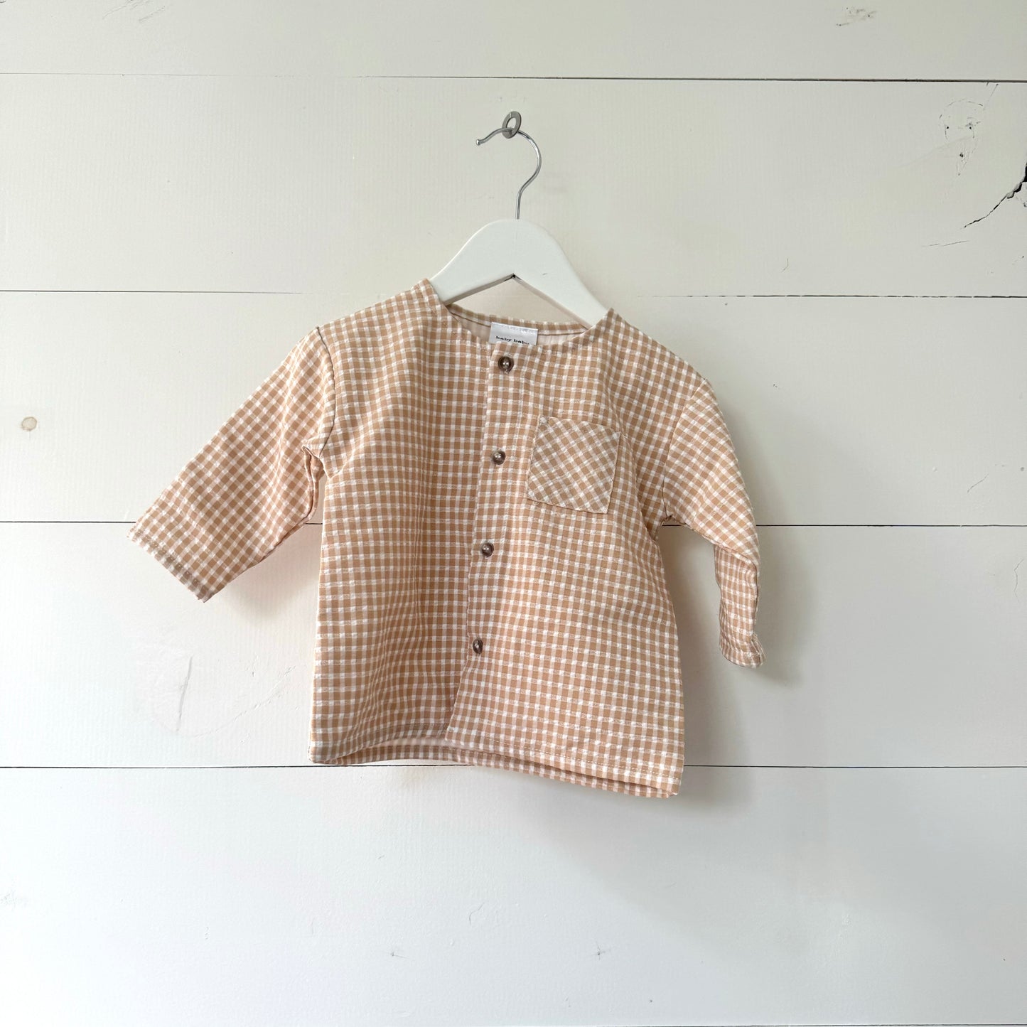 Tan Gingham Shirt (6-12m)