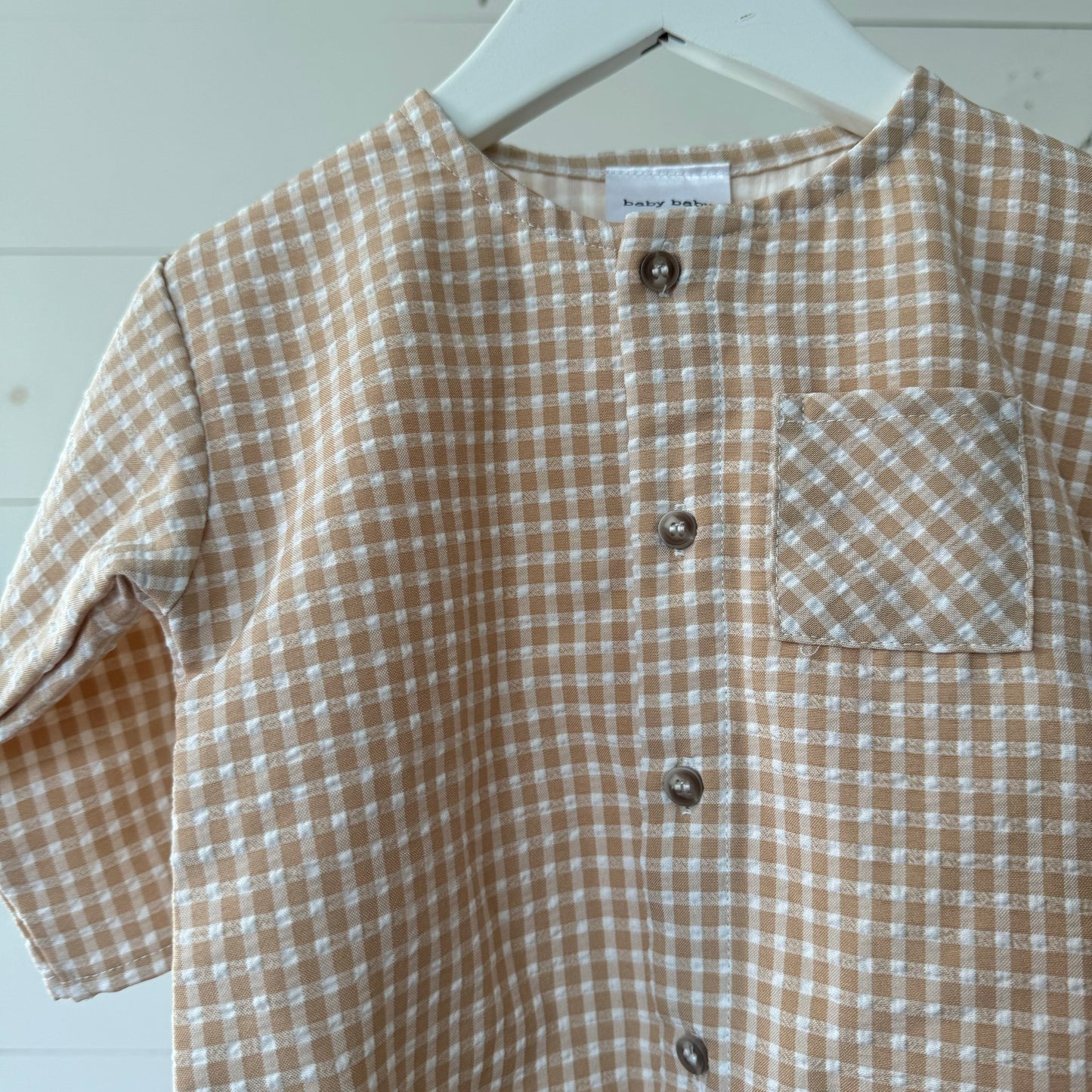 Tan Gingham Shirt (6-12m)