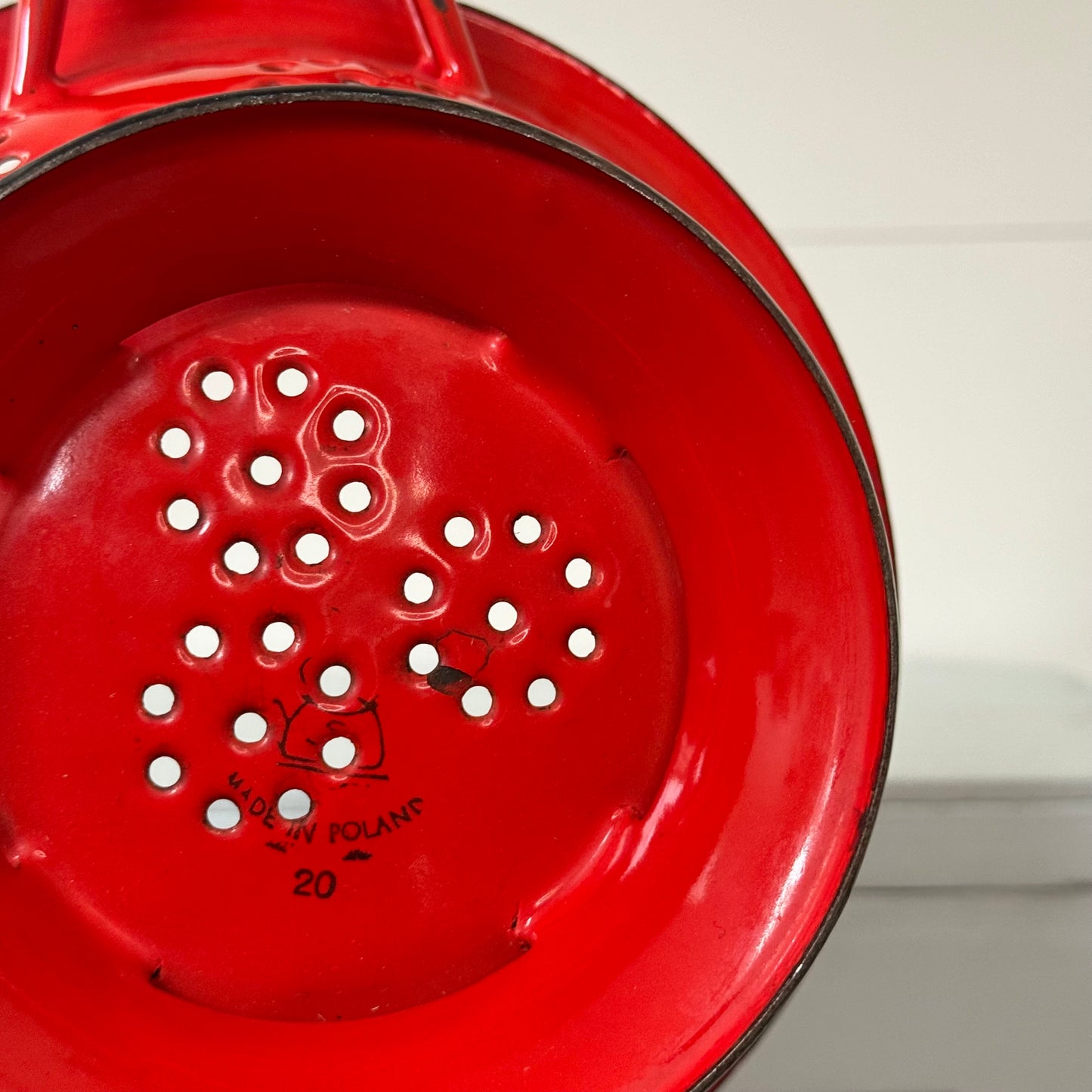 Retro Red Enamel Colander