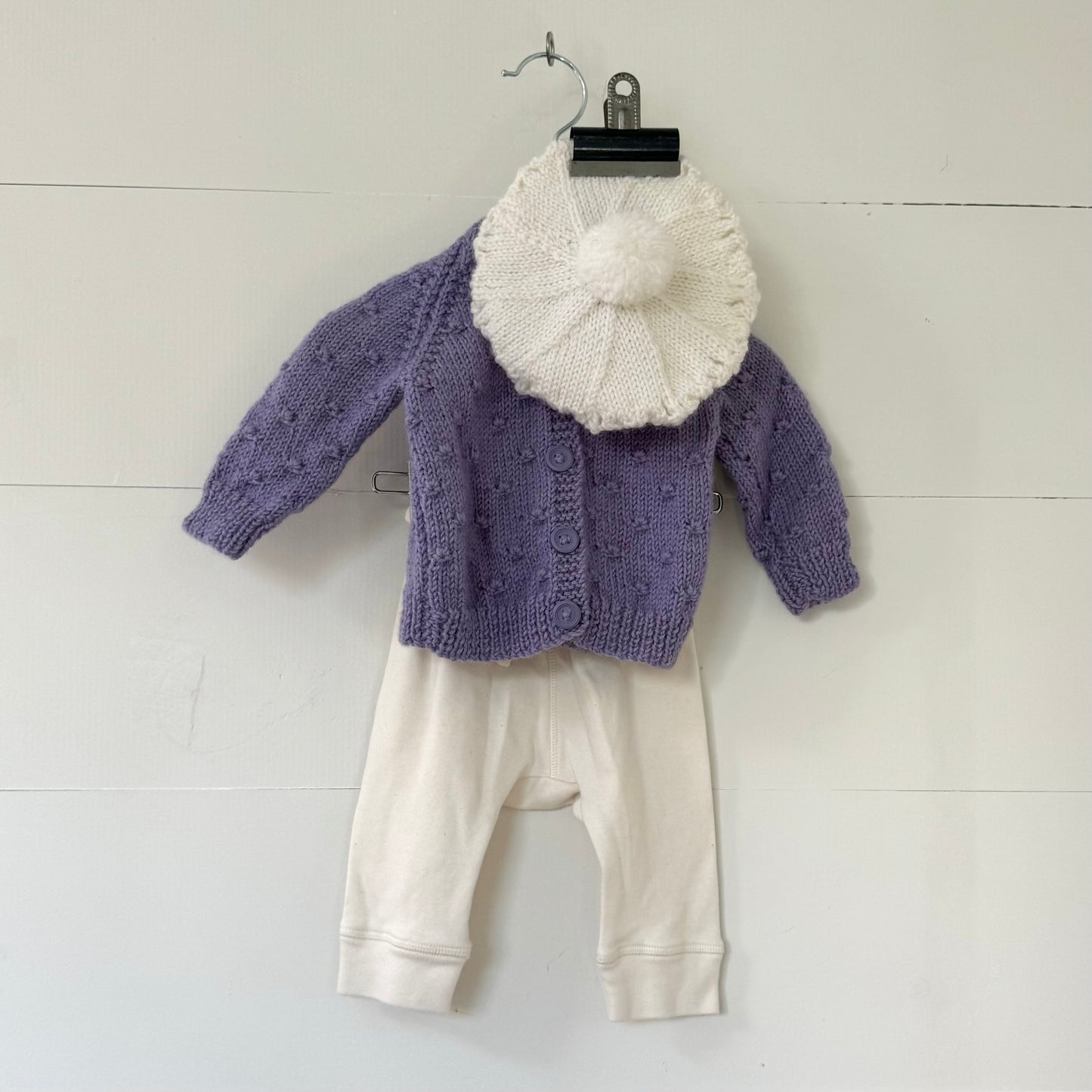 Purple Woollen Knit Cardigan (0-3m)