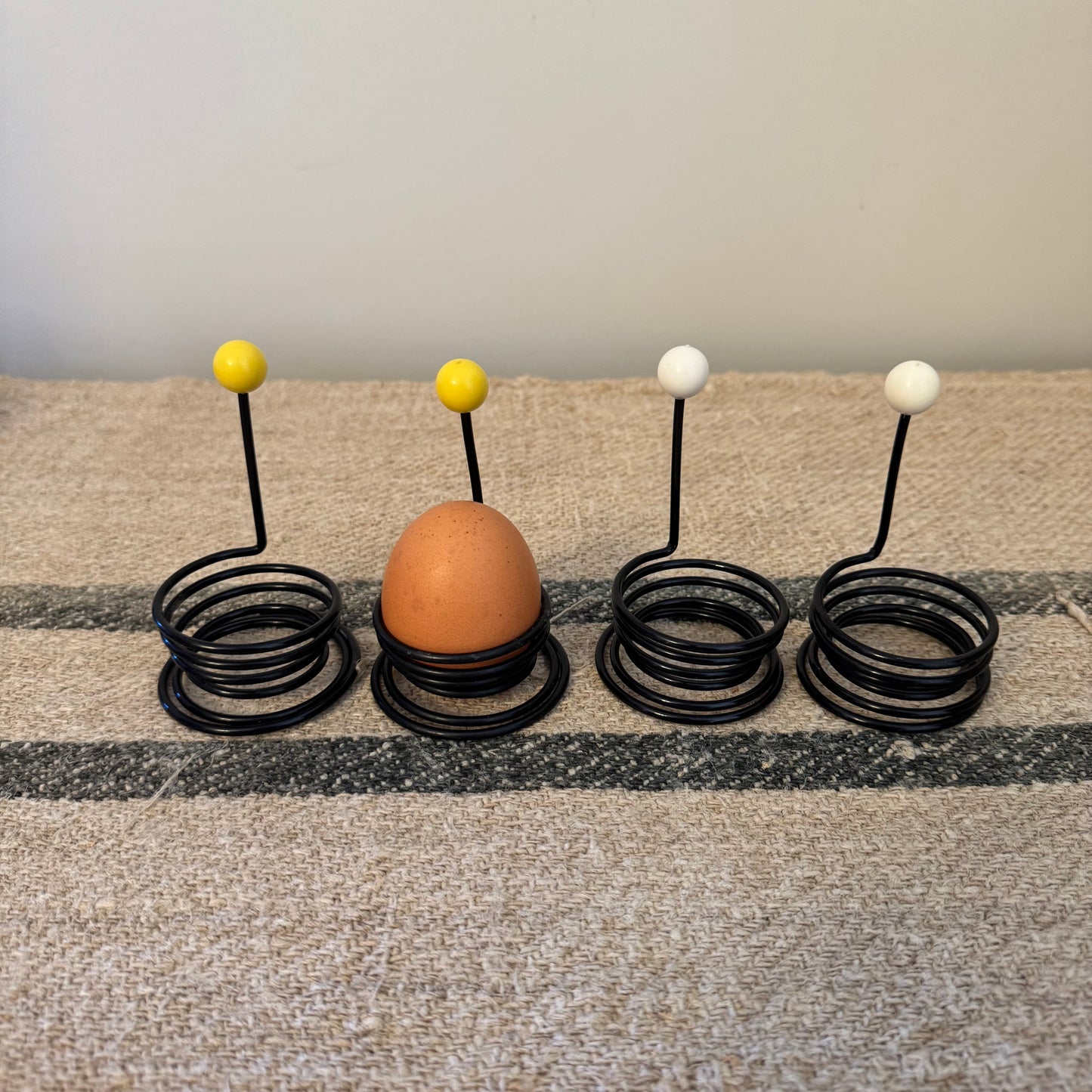 Vintage 80s Wang and Merlo Atomic Wire "Eggboy" Egg Cups