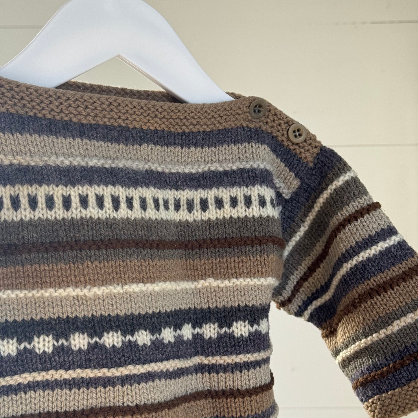 Tan and Blue Knit Jumper (3m)