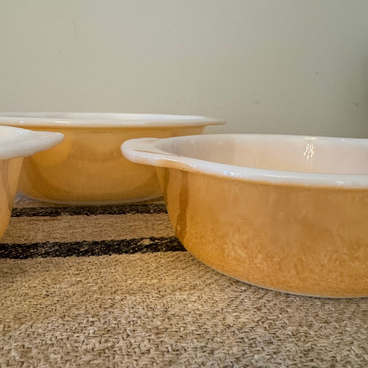 Vintage Fire-King Peach Lustre Milk Glass Bowls