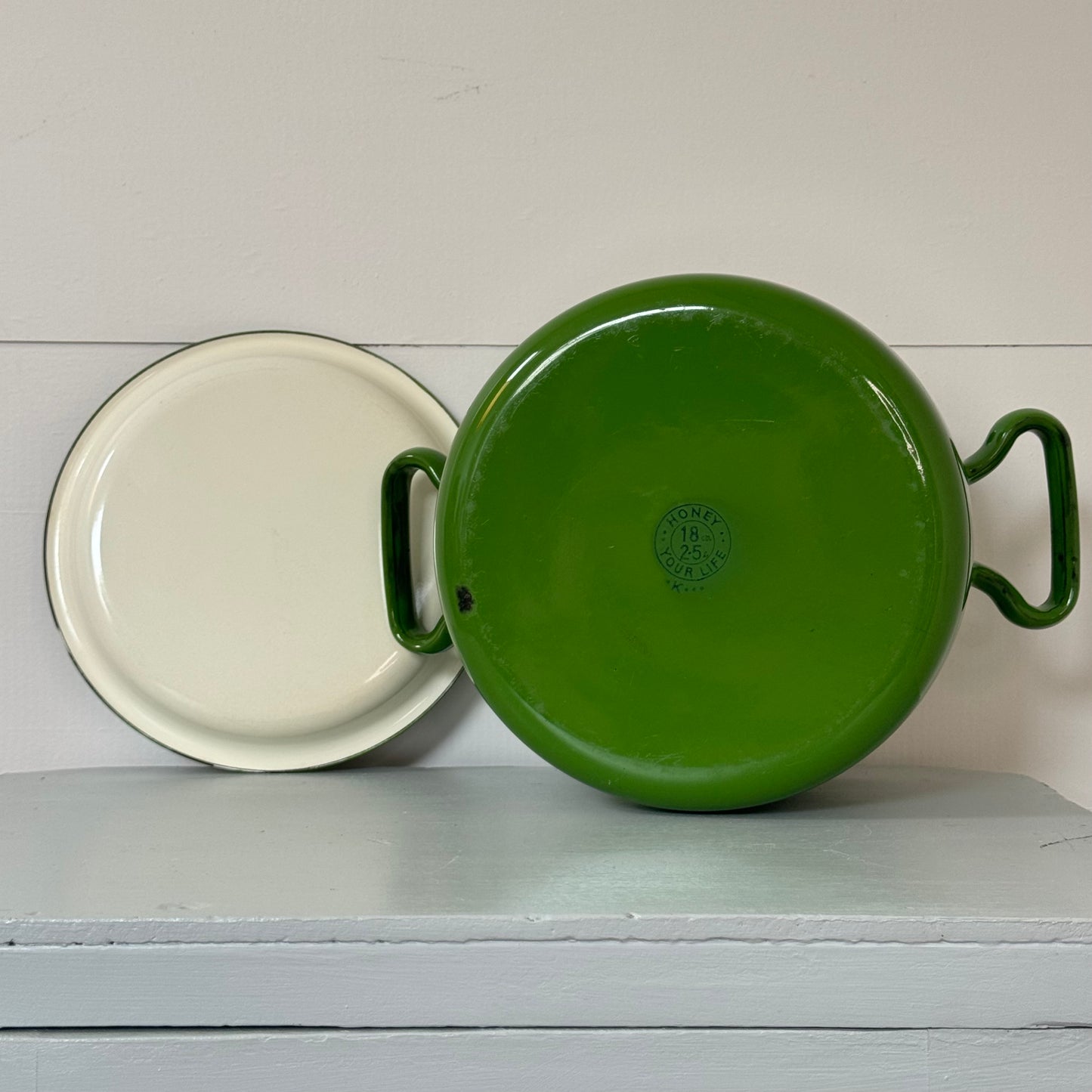Retro Green Enamel Pot