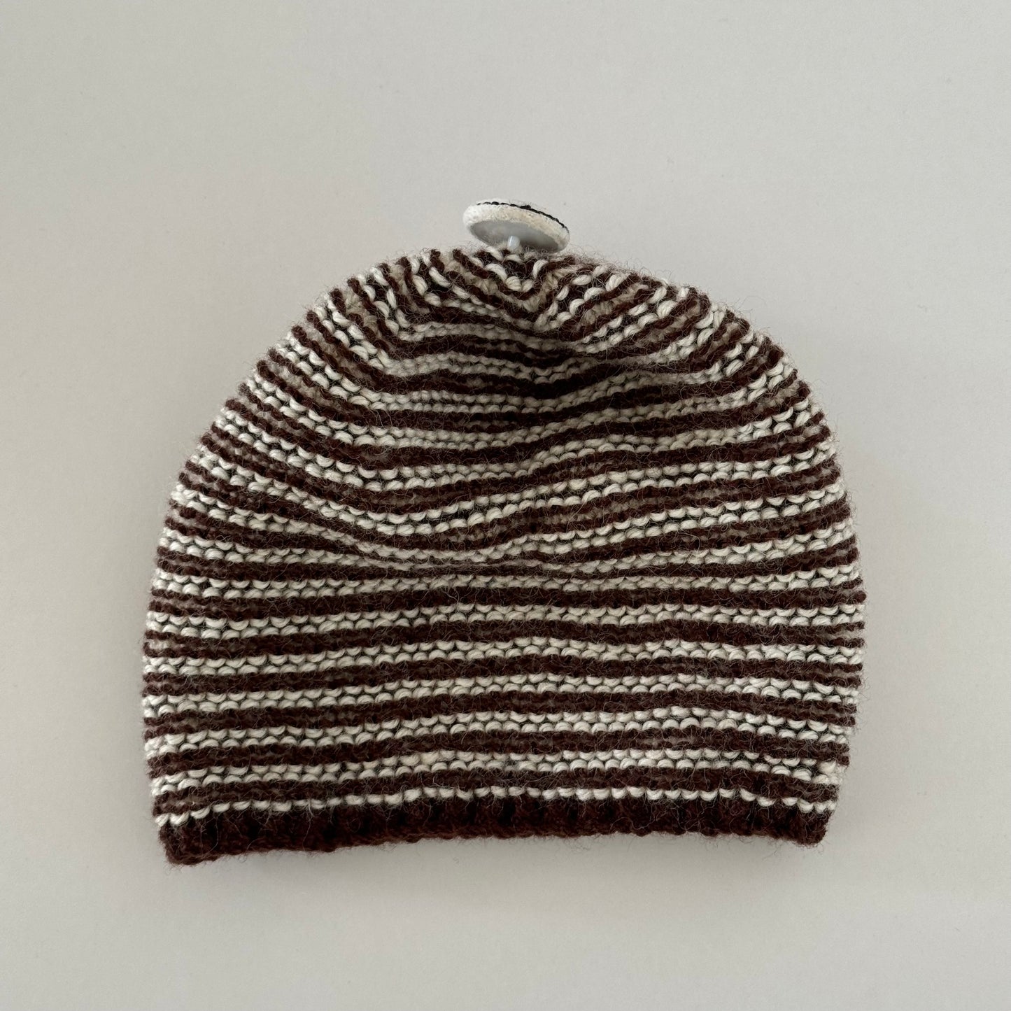 Brown & White Striped Beanie (3-6m)