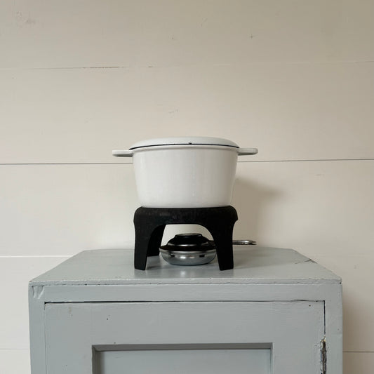 Vintage White Cast-iron Fondue