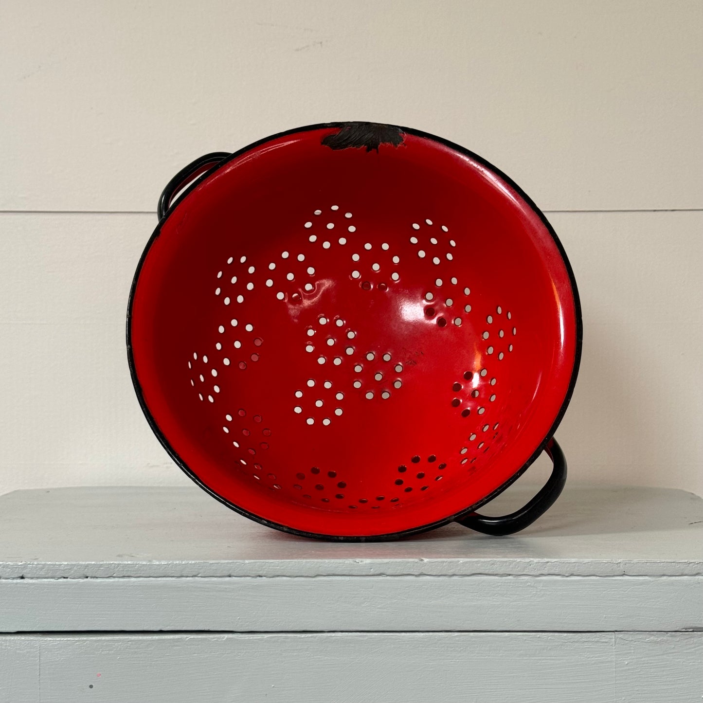 Retro Red Enamel Colander