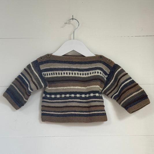 Tan and Blue Knit Jumper (3m)