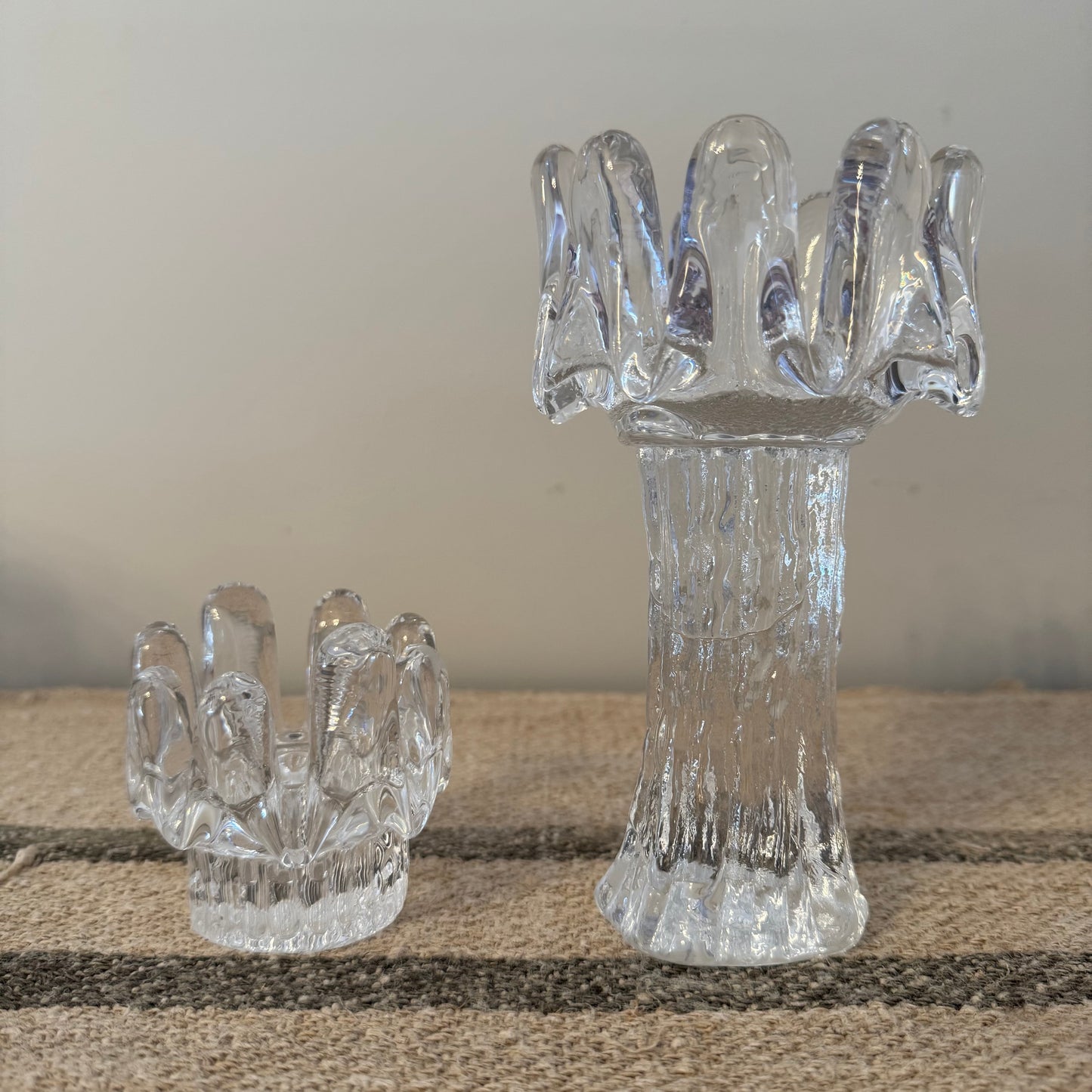 Large Sunflower glass candle holder - Kosta Boda by Goran Warff
