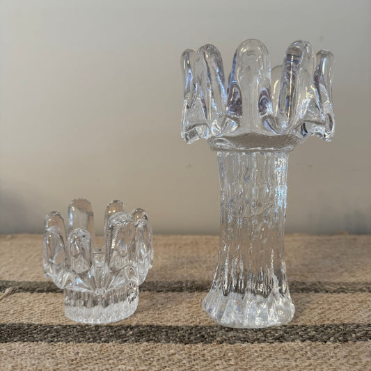 Small Sunflower glass candle holder - Kosta Boda by Goran Warff