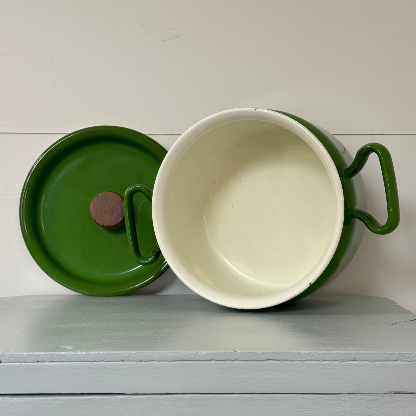 Retro Green Enamel Pot