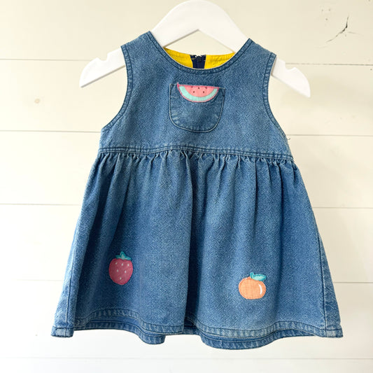 Vintage Denim Fruit Dress (12m)