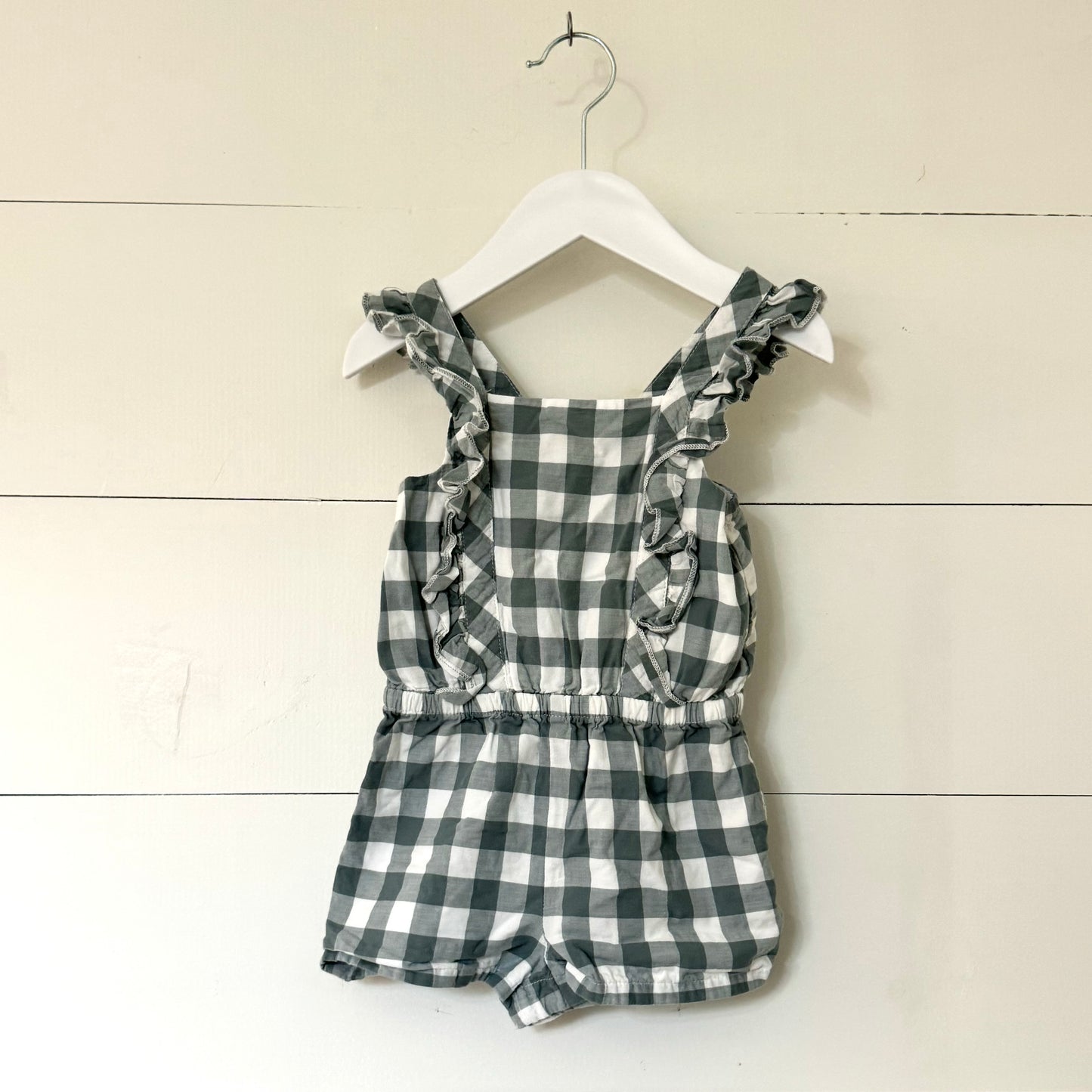 Sage Green Gingham Romper (2y)