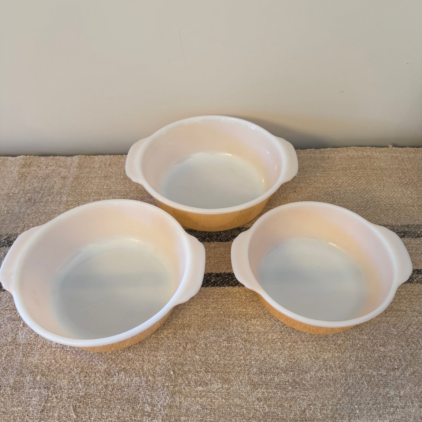 Vintage Fire-King Peach Lustre Milk Glass Bowls