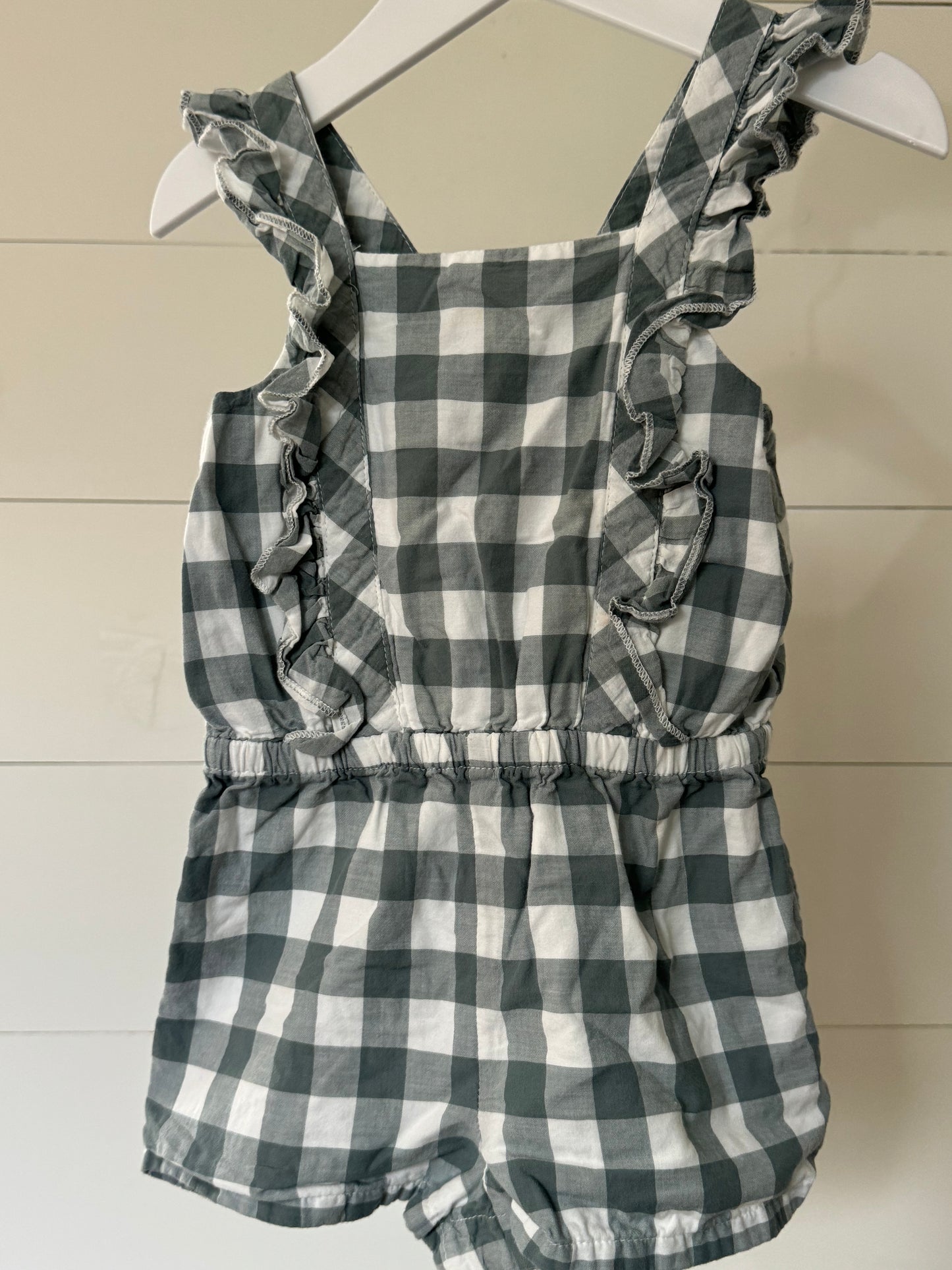 Sage Green Gingham Romper (2y)